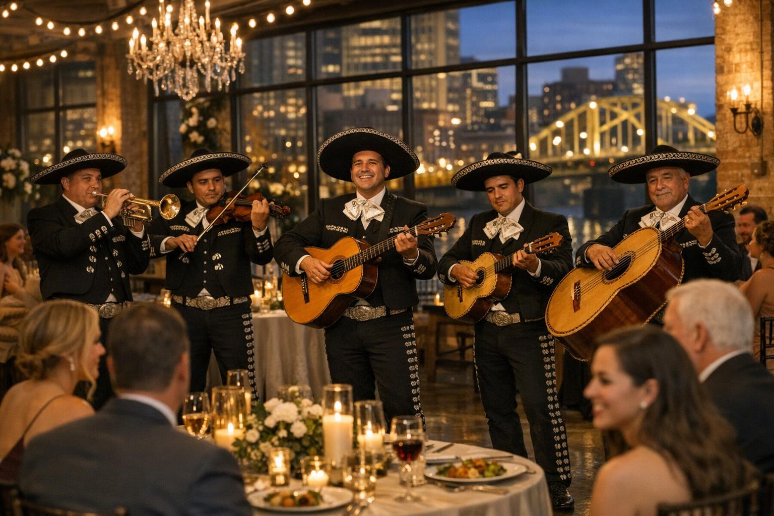 Professional mariachi band in Pittsburgh, Pennsylvania performing at a wedding reception