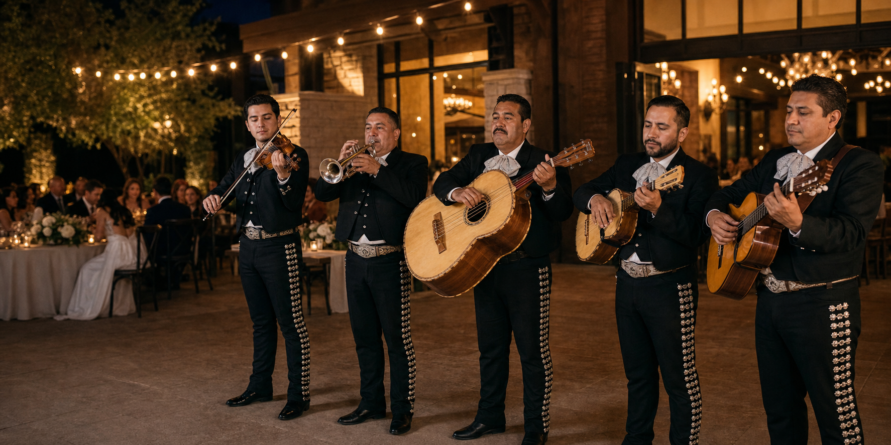 Professional mariachi band in Fort Worth, Texas performing at a wedding reception