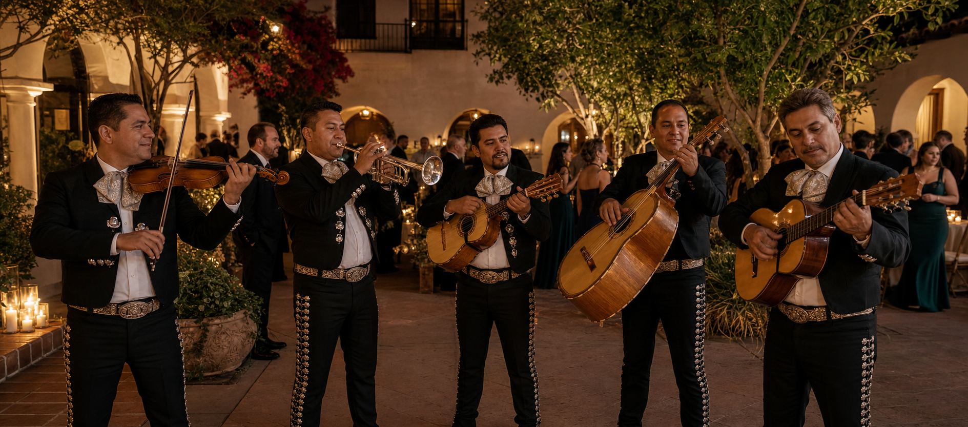 Mariachi band Los Angeles CA wedding reception live music Professional mariachi band in Los Angeles, California performing at a wedding reception